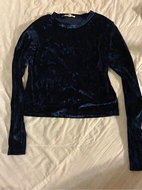 Rolla Coster Deep Navy Velvet Long-Sleeve Top